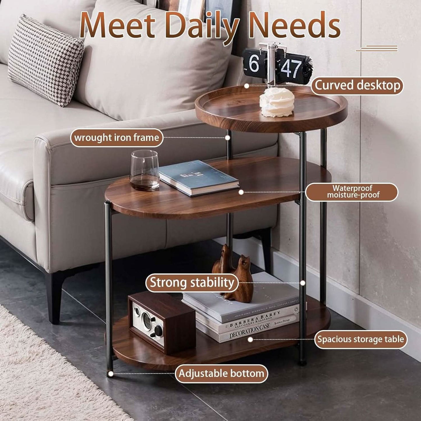 طاولة جانبية بثلاث طبقات