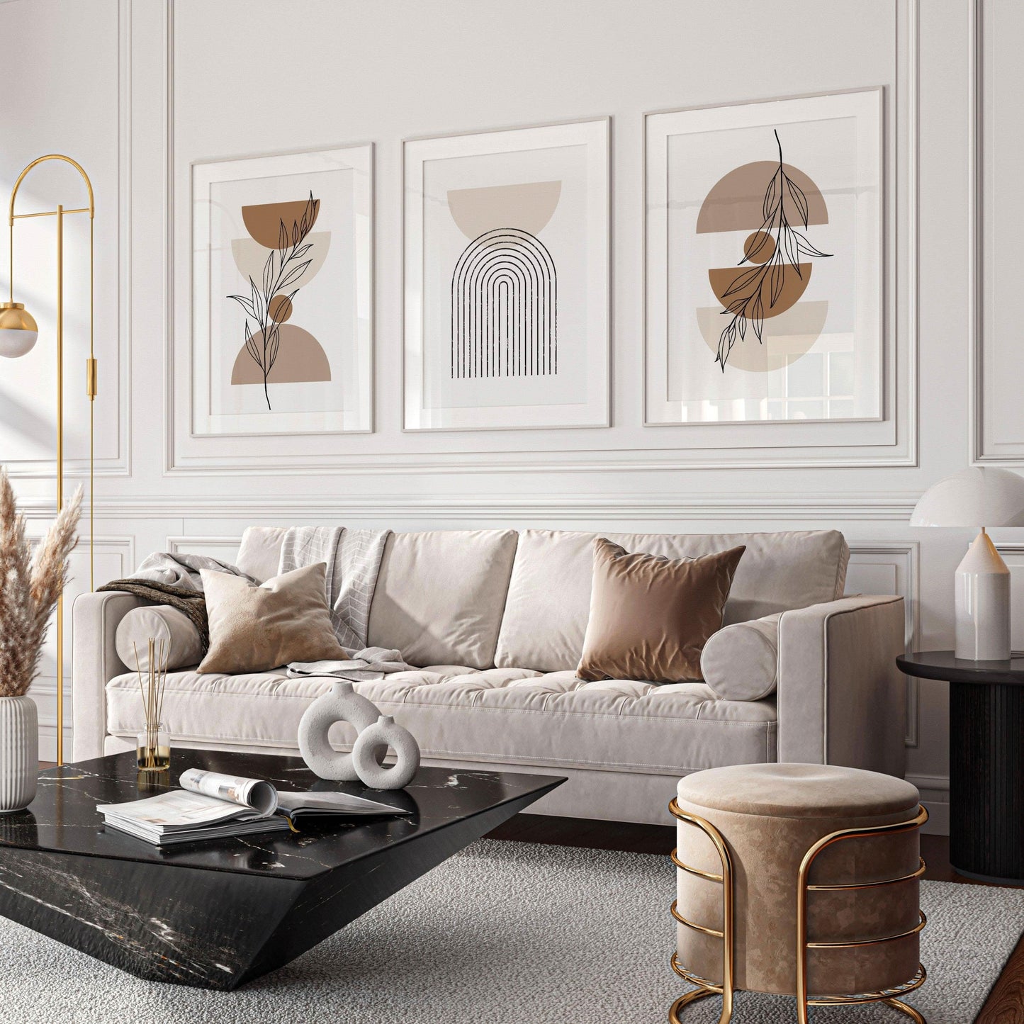 طقم لوحات بإطار خشبي 120*60 سم