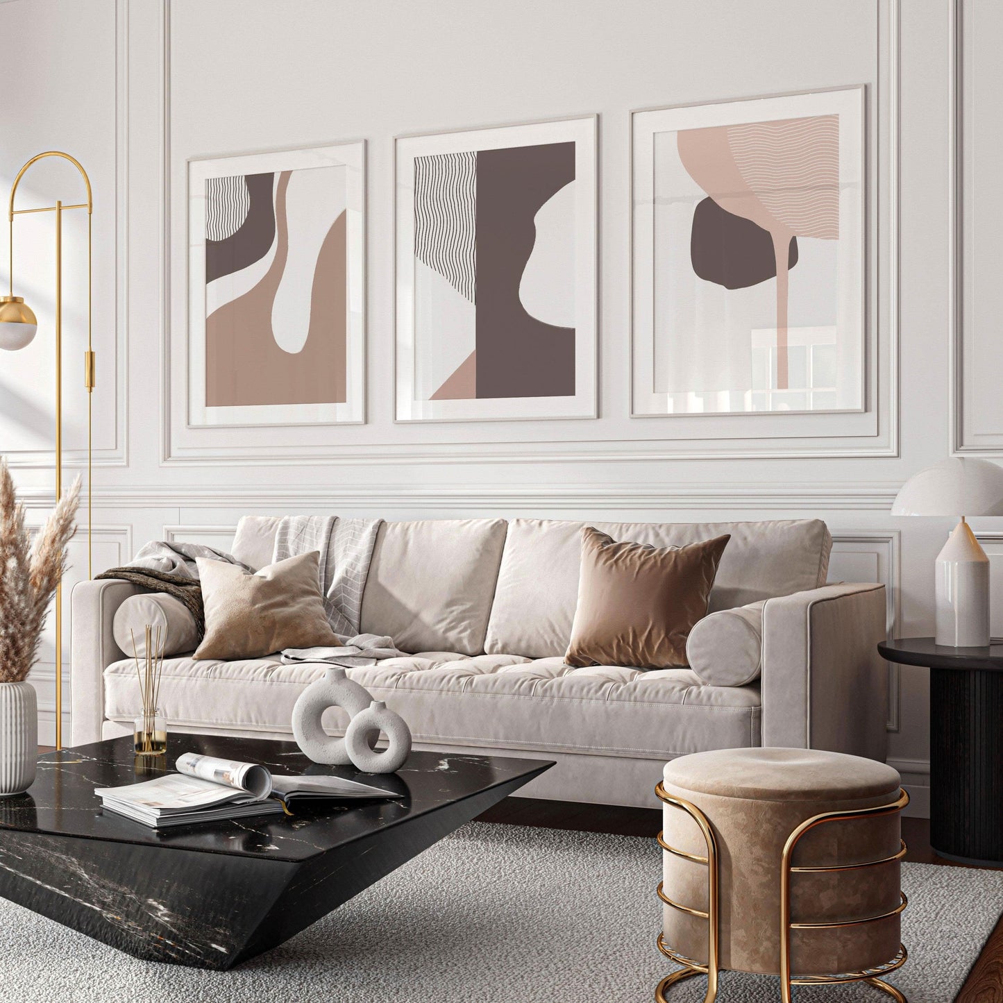 طقم لوحات معلقة بإطار خشبي 120*60 سم