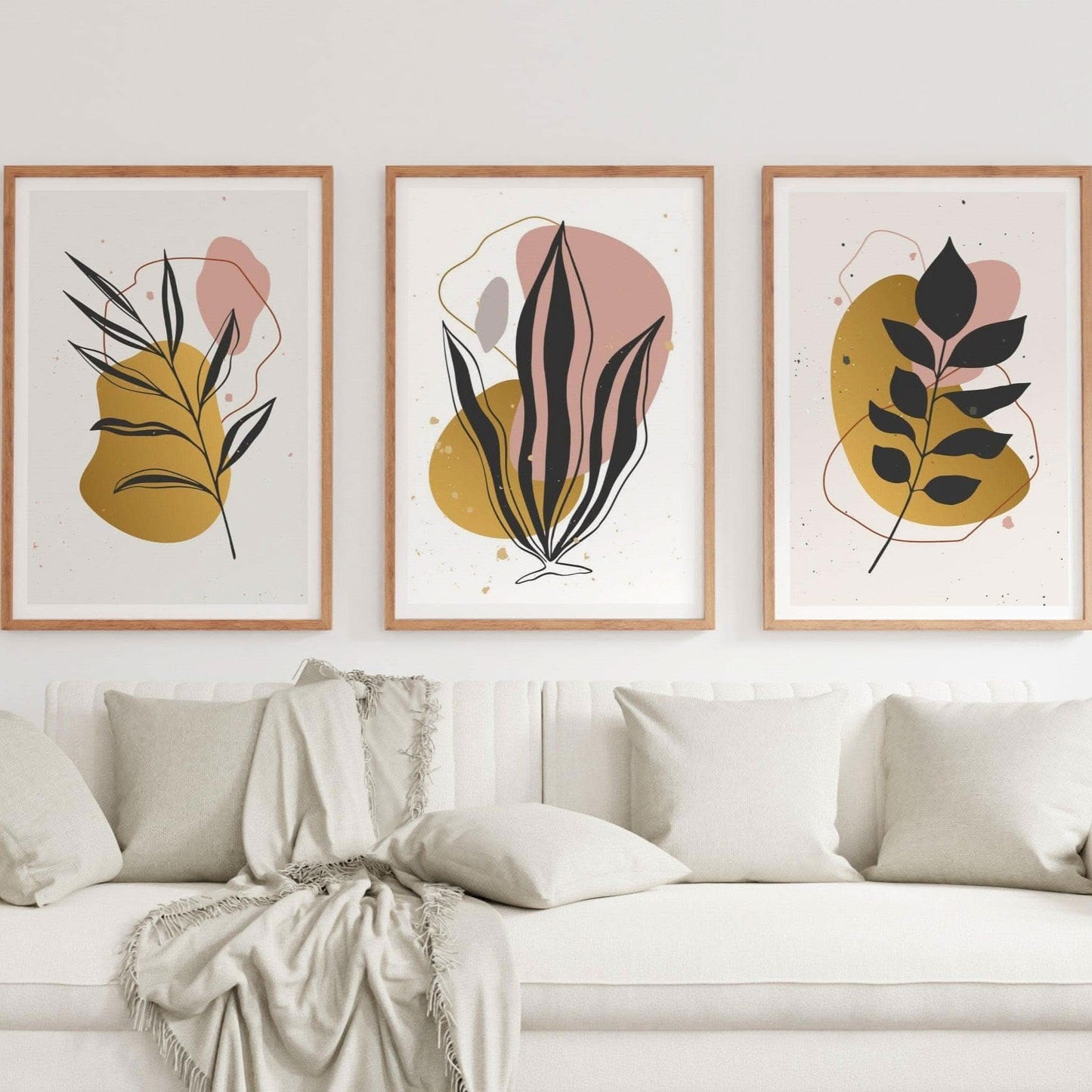 طقم لوحات معلقة بإطار خشبي ولوح زجاج 120*60 سم