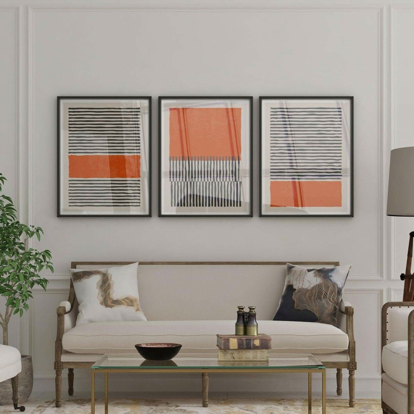 طقم لوحات معلقة بإطار خشبي 120*60 سم