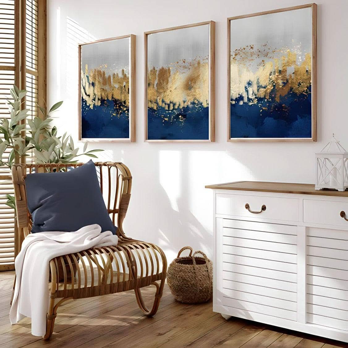 طقم لوحات بإطار خشب معلقة 120*60 سم