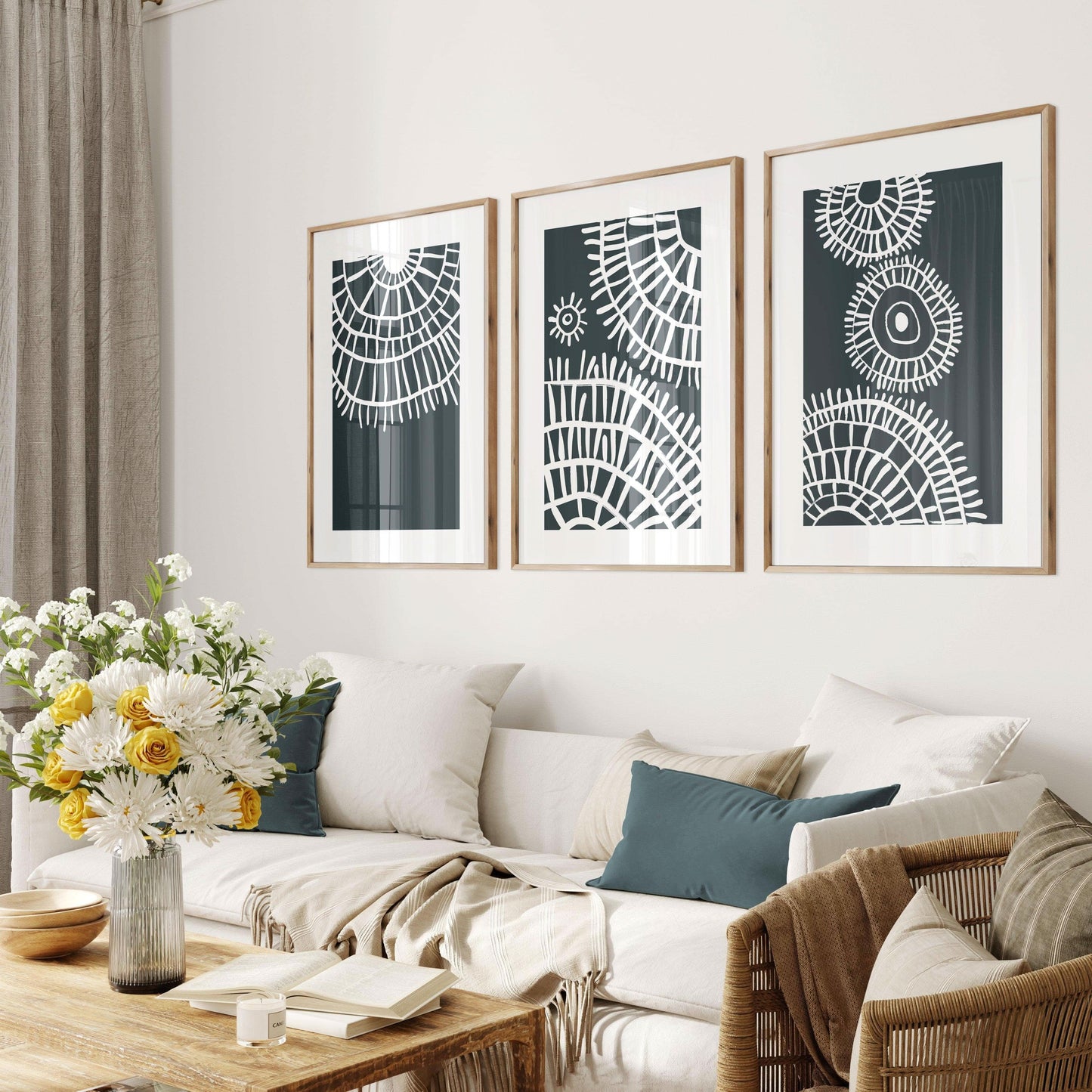 طقم لوحات إطار خشبي ولوح زجاجي 120*60 سم