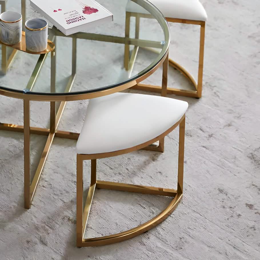 ترابيزة معدن و زجاج مع 4 كراسي