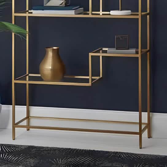 وحدة أرفف معدن و زجاج