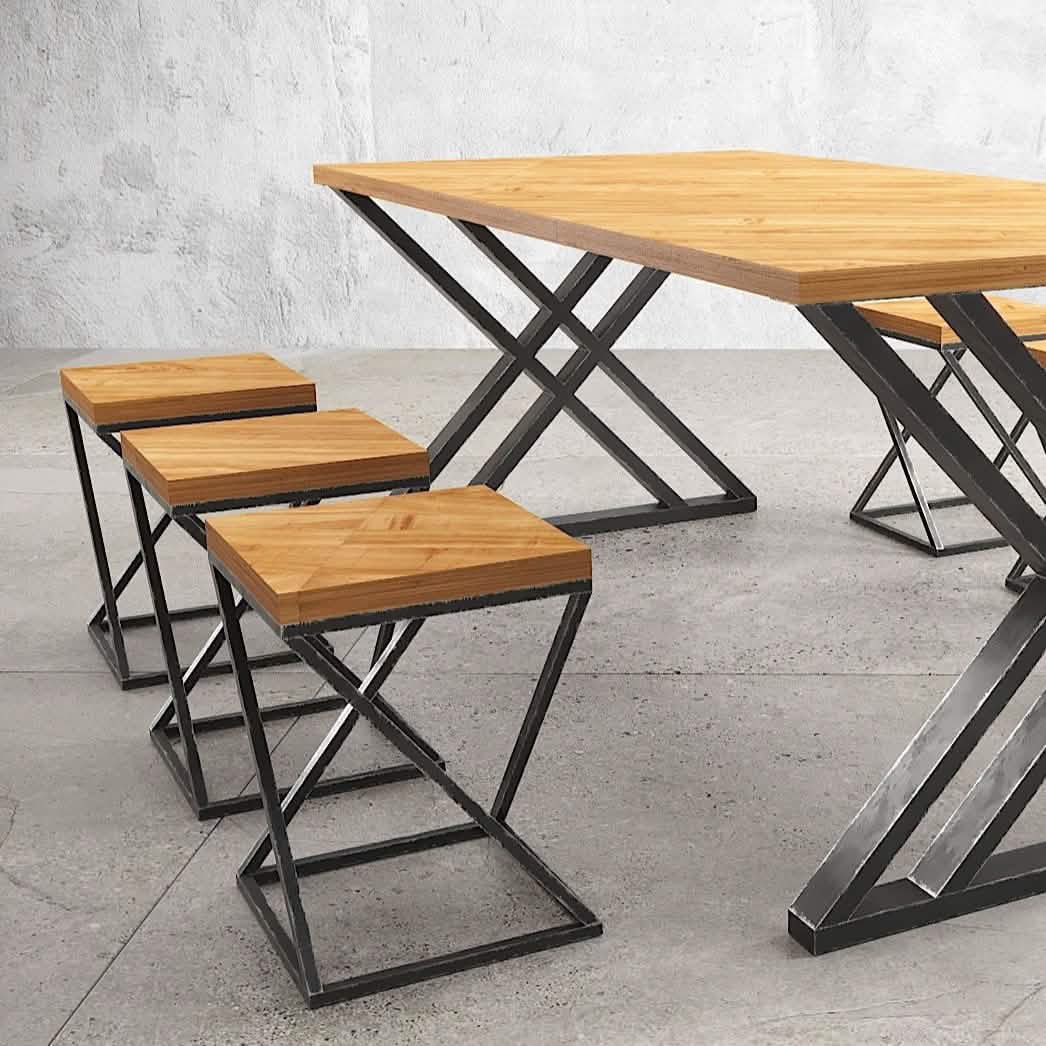 سفرة معدن و ام دي اف مع 6 كراسي