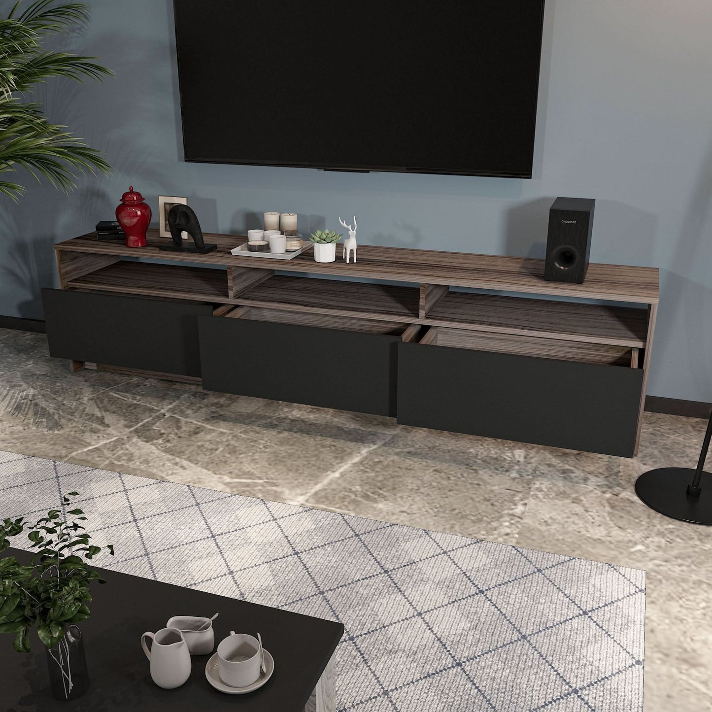 طاولة تلفاز متعددة الأدراج