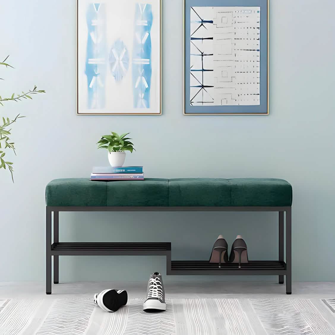 بانكيت معدن مع خزانة احذية