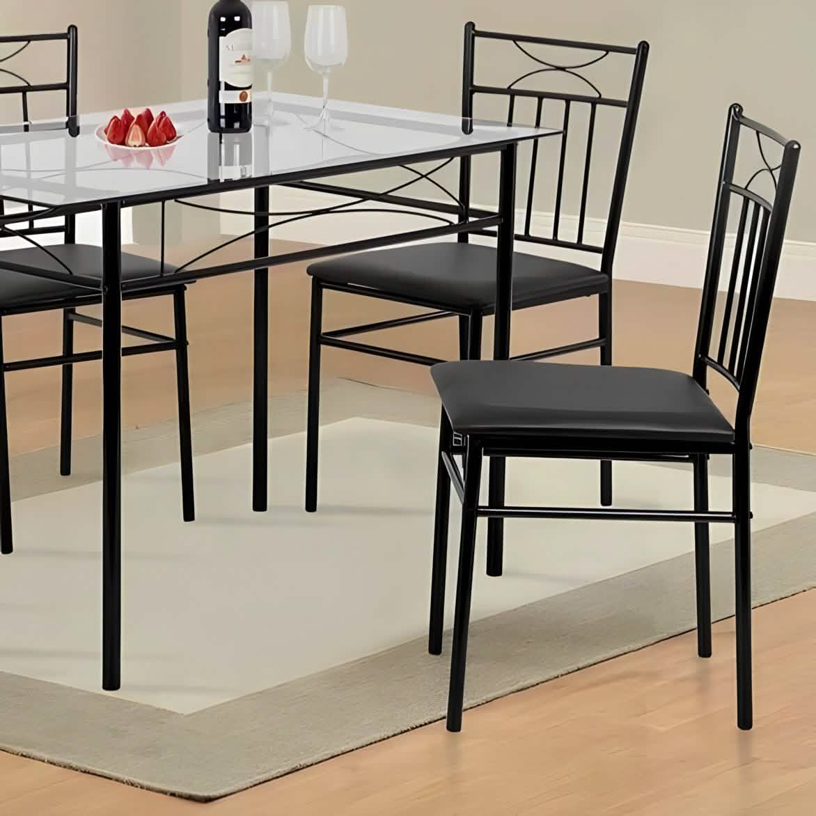 سفرة معدن و زجاج مع 4 كراسي