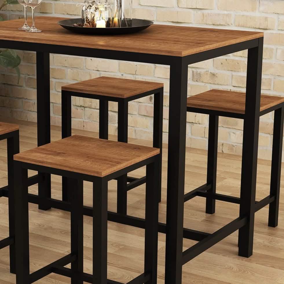 سفرة معدن و ام دي اف مع 4 كراسي