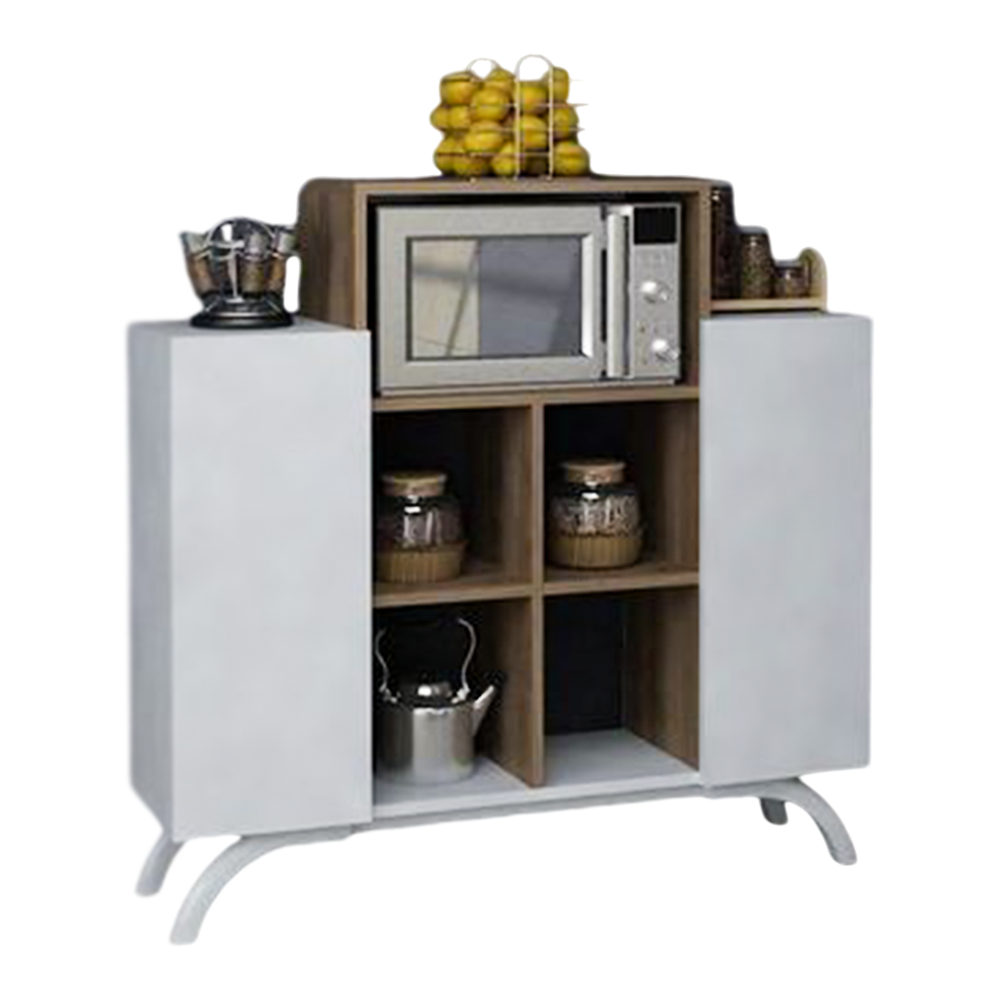 وحدة تخزين مطبخ بأرجل خشبي منحنية