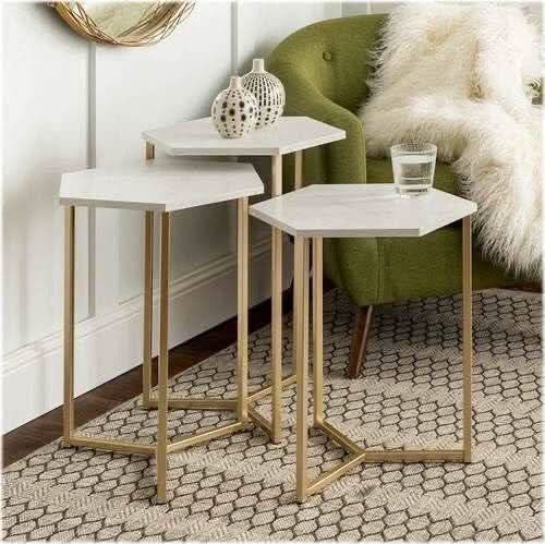 مجموعة طاولات جانبية بسطح رخام