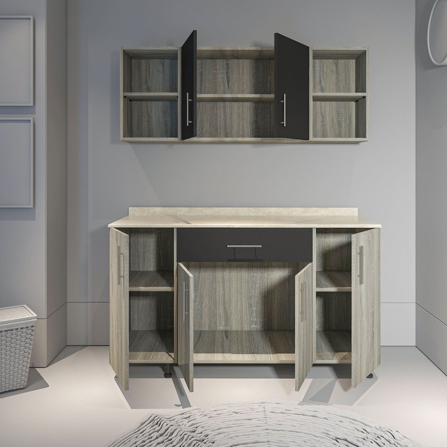 وحدة مطبخ خشبية