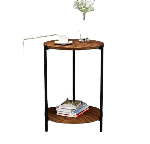 طاولة جانبية برف خشبي