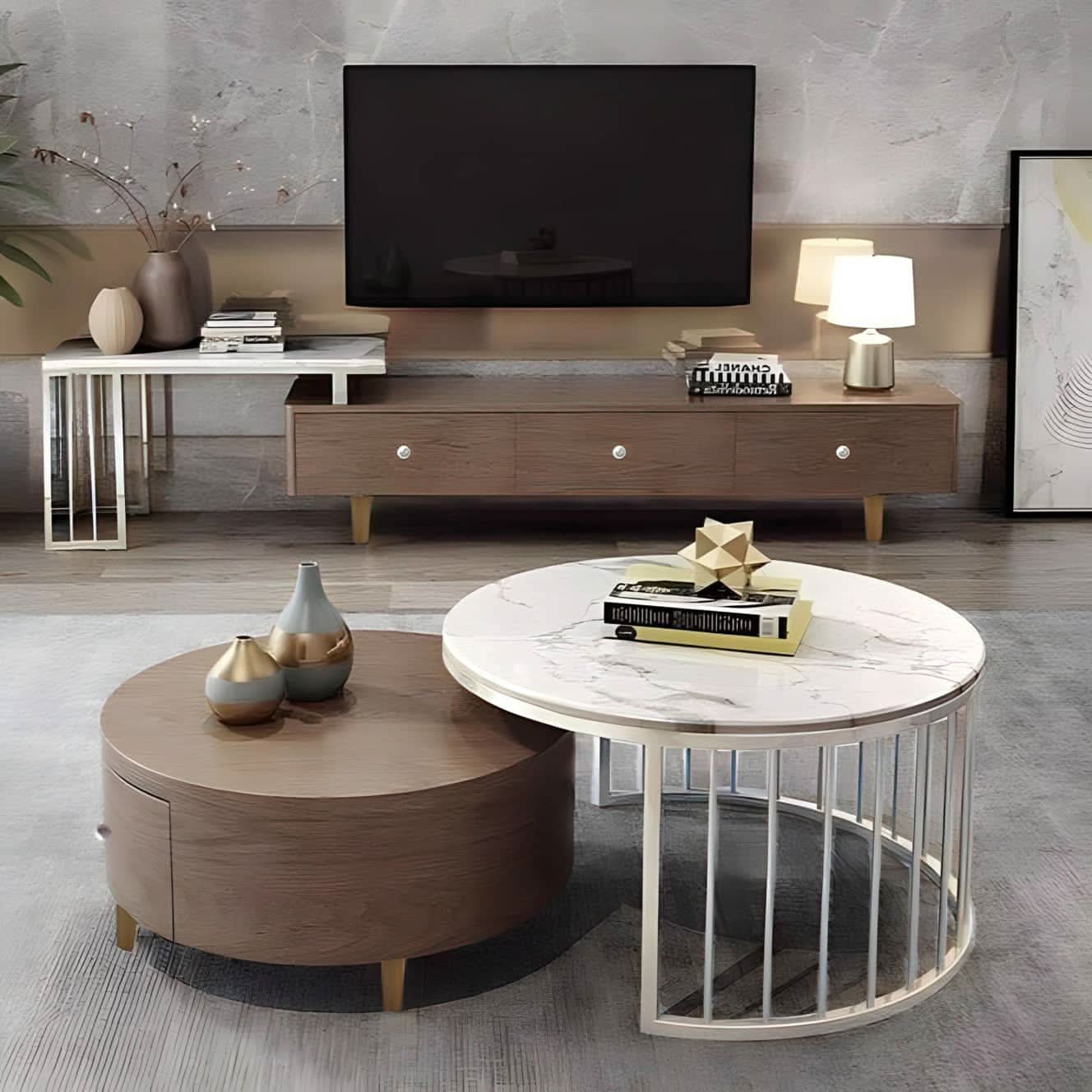 طقم طاولات تليفزيون وقهوة