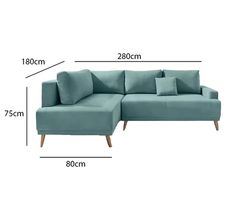 كنب زاوية بأرجل خشبية حديثة