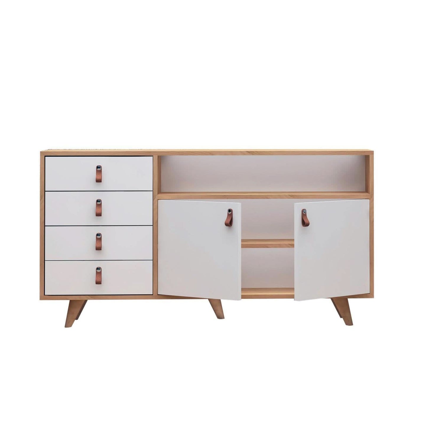 بوفيه خشبي بأدرج جانبية