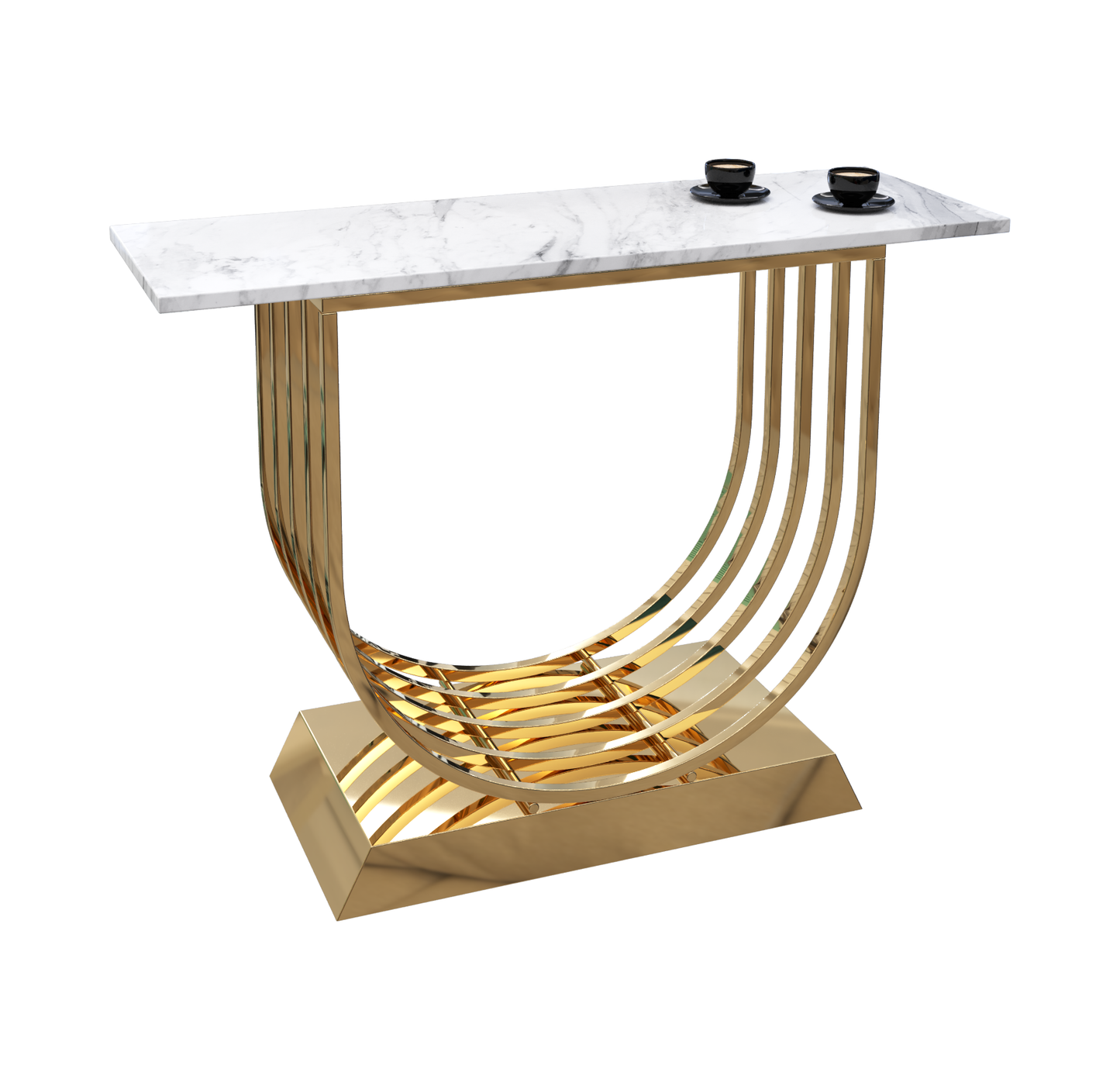 كونسول معدني بسطح رخام