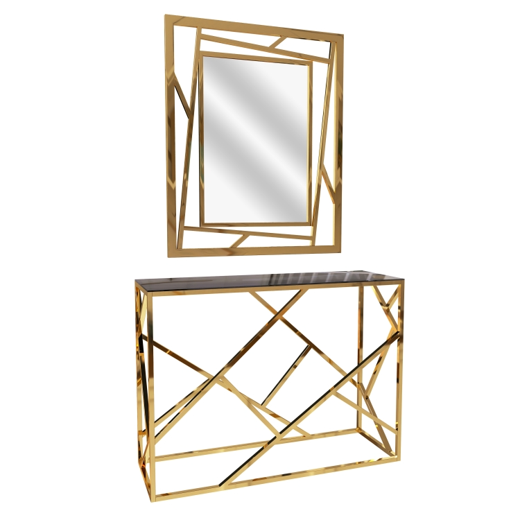 كونسول بتصميم هندسي مزود بمرايا