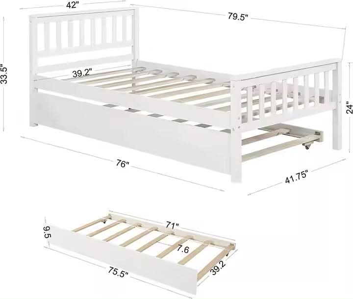 سرير أبيض بتصميم بسيط