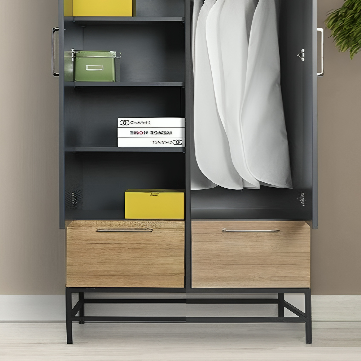 دولاب بأرفف بأرجل معدني