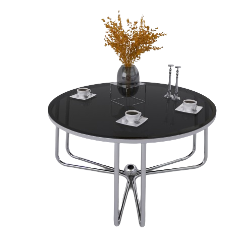 طاولة دائرية بسطح زجاجي