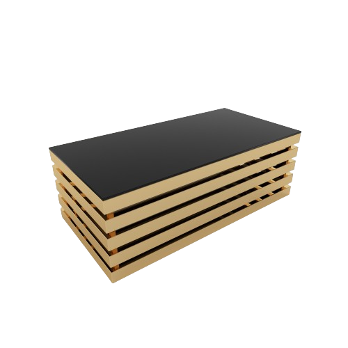 طاولة قهوة مستطيلة بهيكل ذهبي