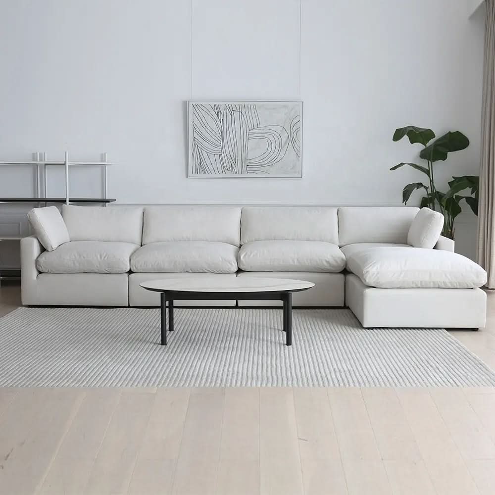 كنب زاوية بنمط بوهيمي خشبي