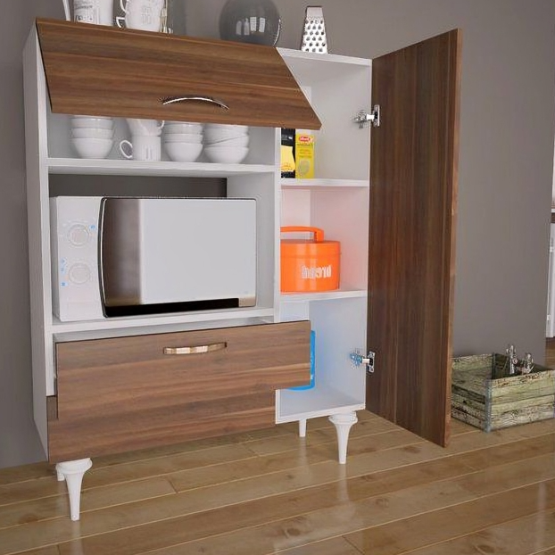 وحدة تخزين مطبخ بأرجل خشبي