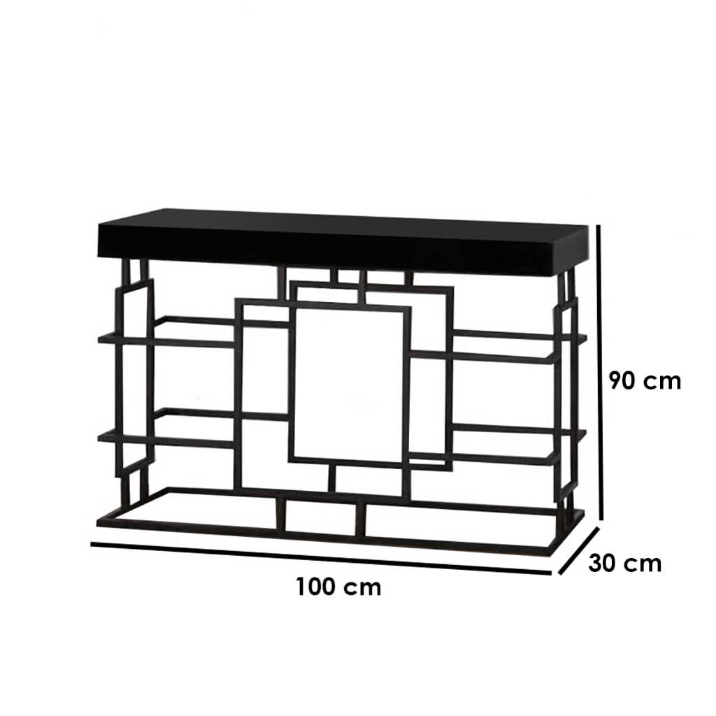 كونسول معدن بسطح خشبي