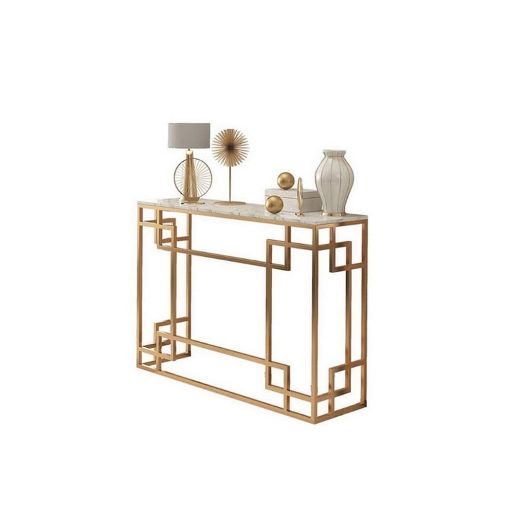 كونسول بقاعدة معدنية وسطح رخامي