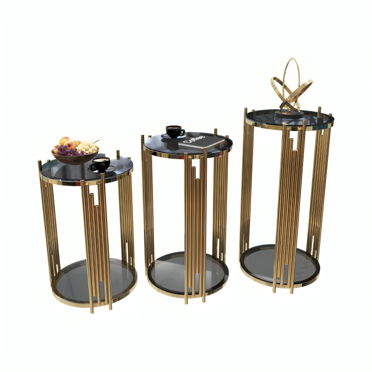 مجموعة طاولات جانبية معدنية