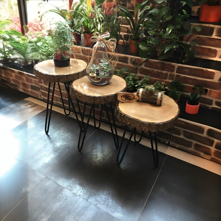 طاولة جانبية خشب طبيعي فاخر