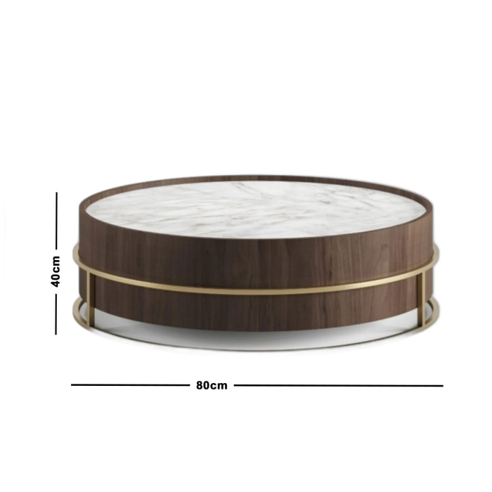 طاولة قهوة بني و ذهبي