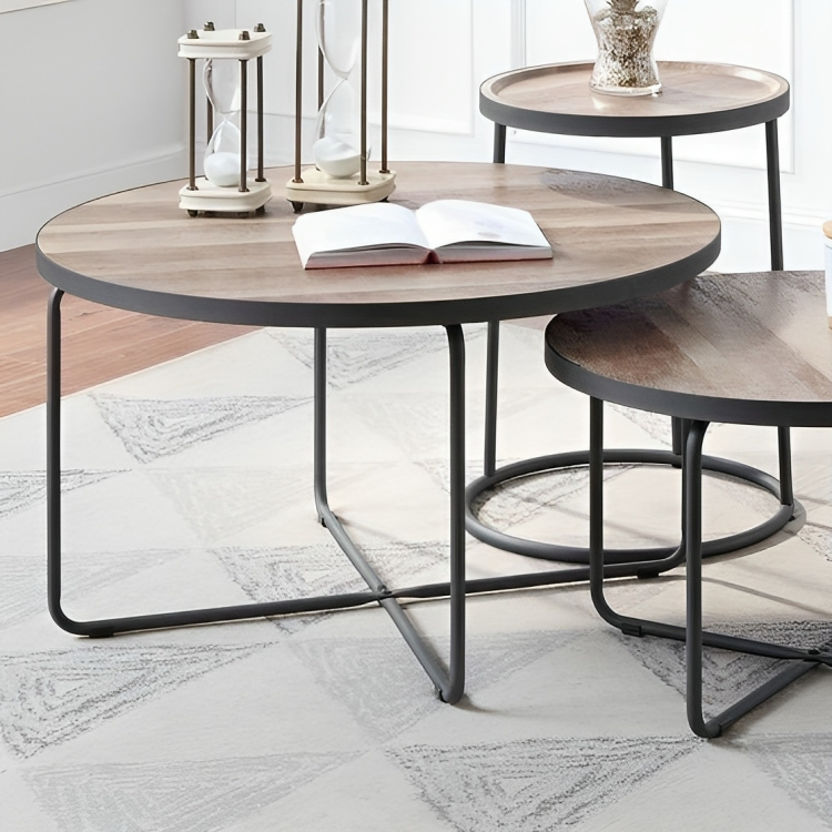 طقم طاولات خشبي