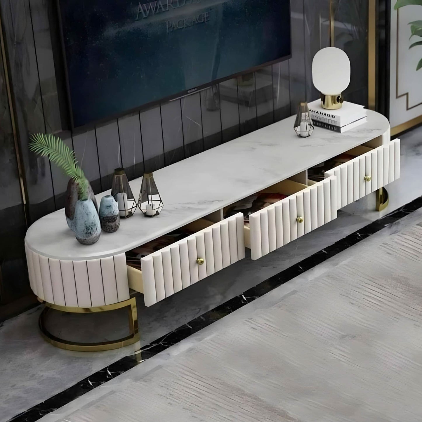 طقم طاولات ام دي اف و استانلس لون أبيض