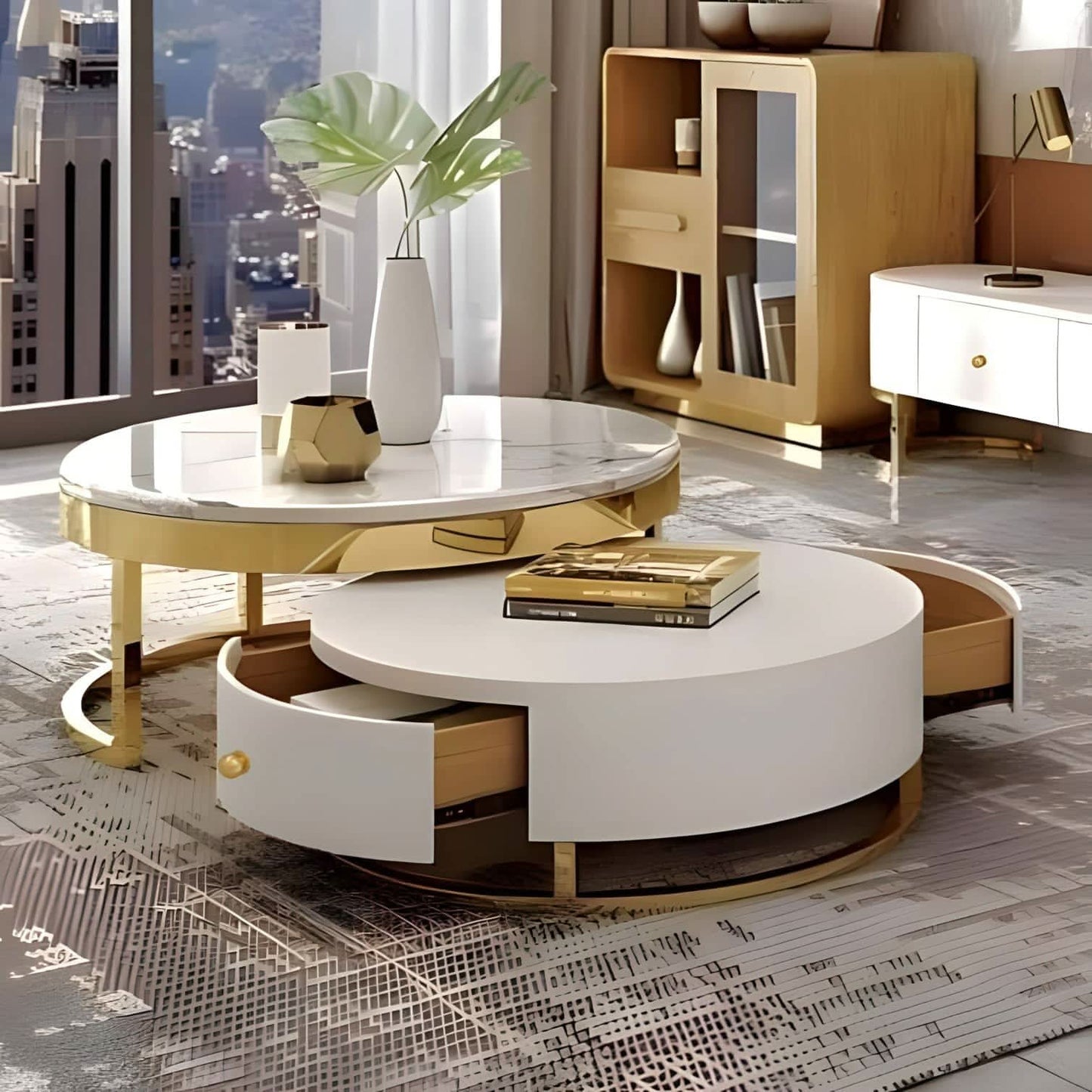 طقم طاولات تليفزيون وقهوة