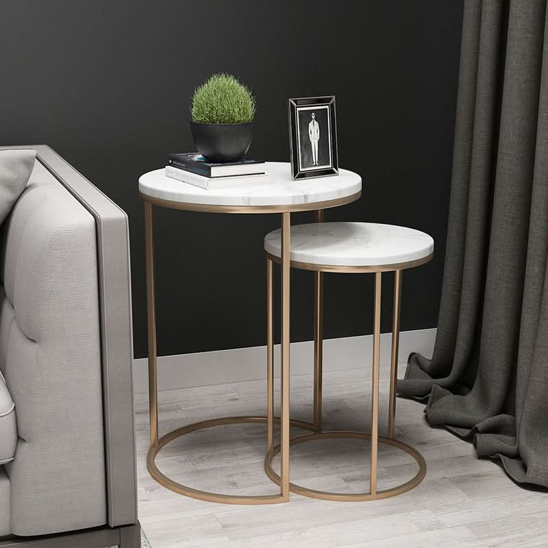 طاولة جانبية دائرية مزدوجة