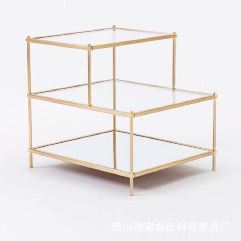 طاولة جانبية بأرفف زجاج