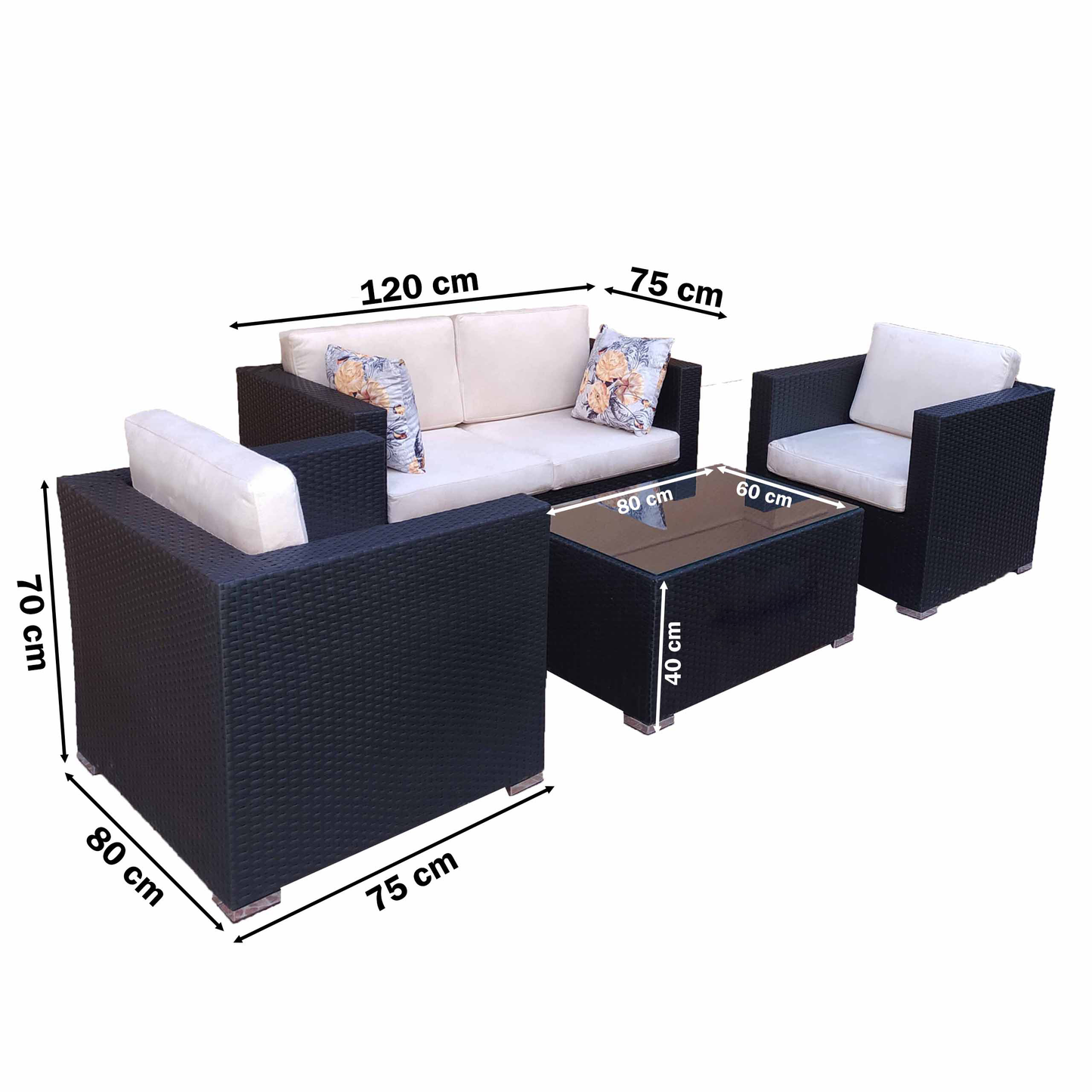 طقم خارجي معدن و راتان 