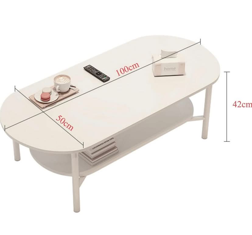 طاولة قهوة بيضاوية مع رفوف للتخزين 