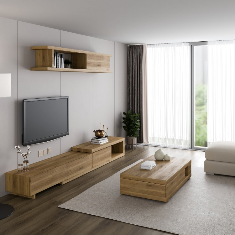 طقم طاولات بتصميم خشبي 