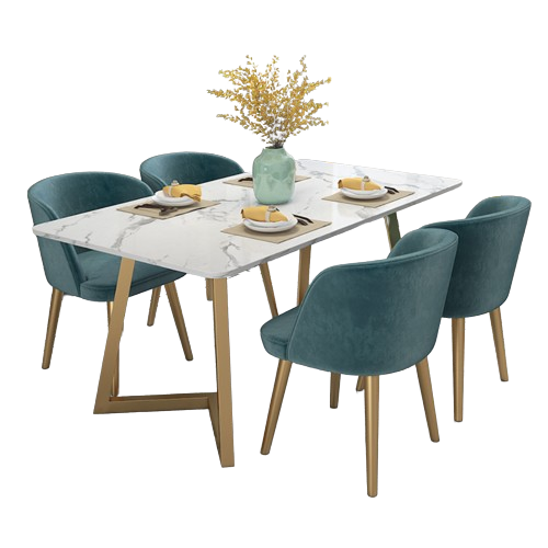 طقم سفرة معدني بسطح رخام 