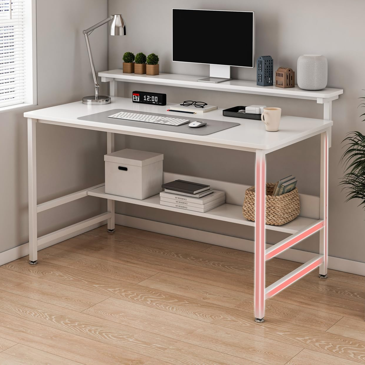 مكتب كمبيوتر مع رف، 110*45*75 سم