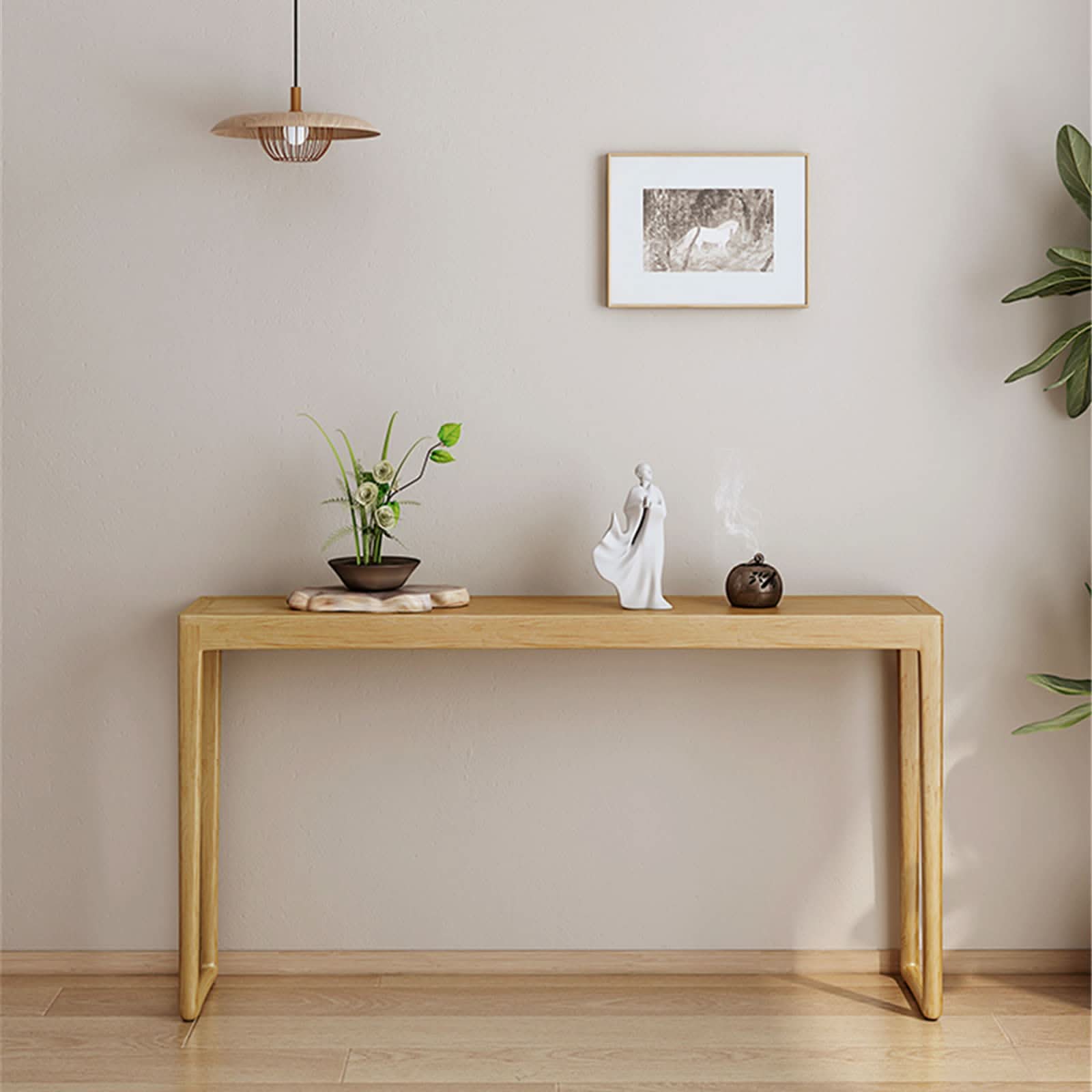 كونسول خشبي بسيط مع برواز 