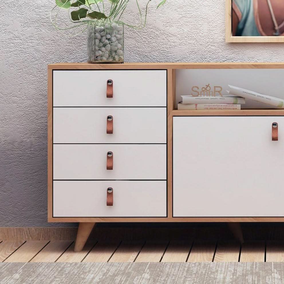 بوفيه خشبي بأدرج جانبية 