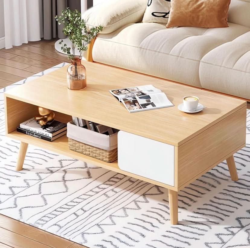 طاولة قهوة مربعة مع رف 