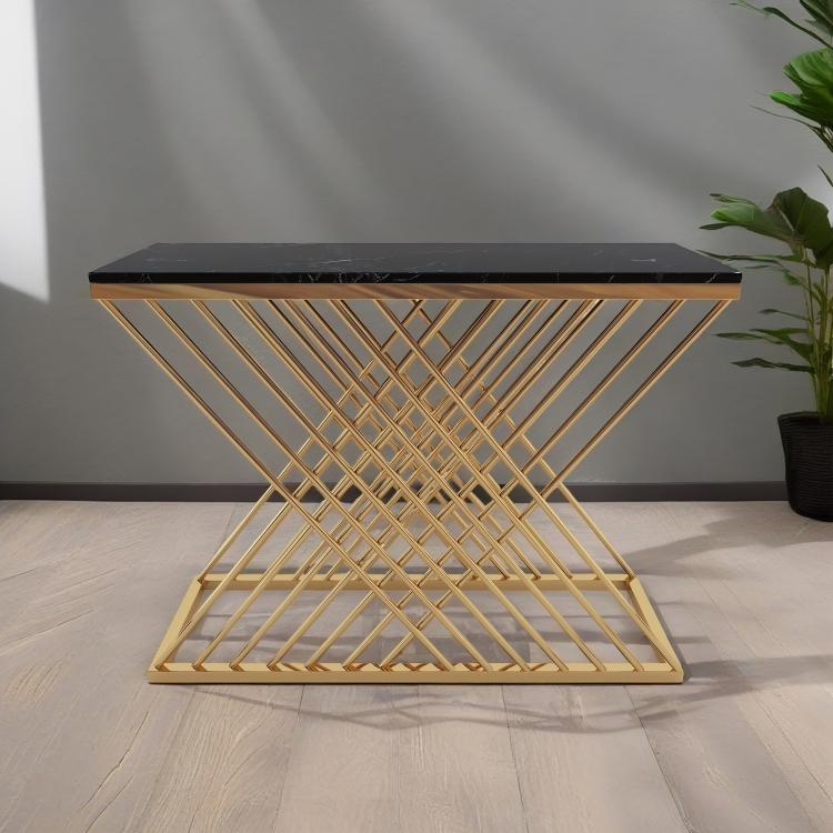 كونسول معدني بسطح رخام 