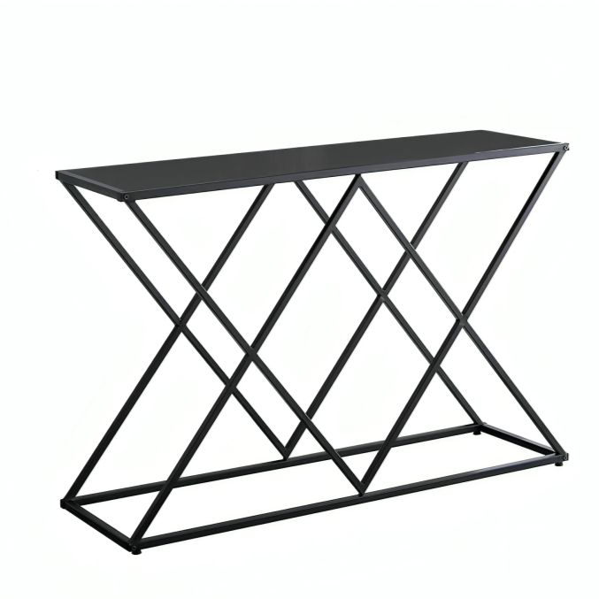 كونسول معدني بسطح خشبي 