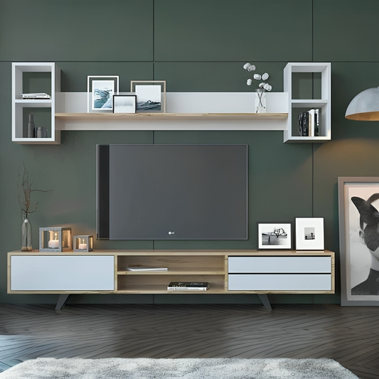 طاولة تلفاز مع وحدة علوية 